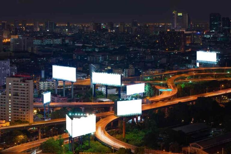 Big outdoor LED screen in busy highways
