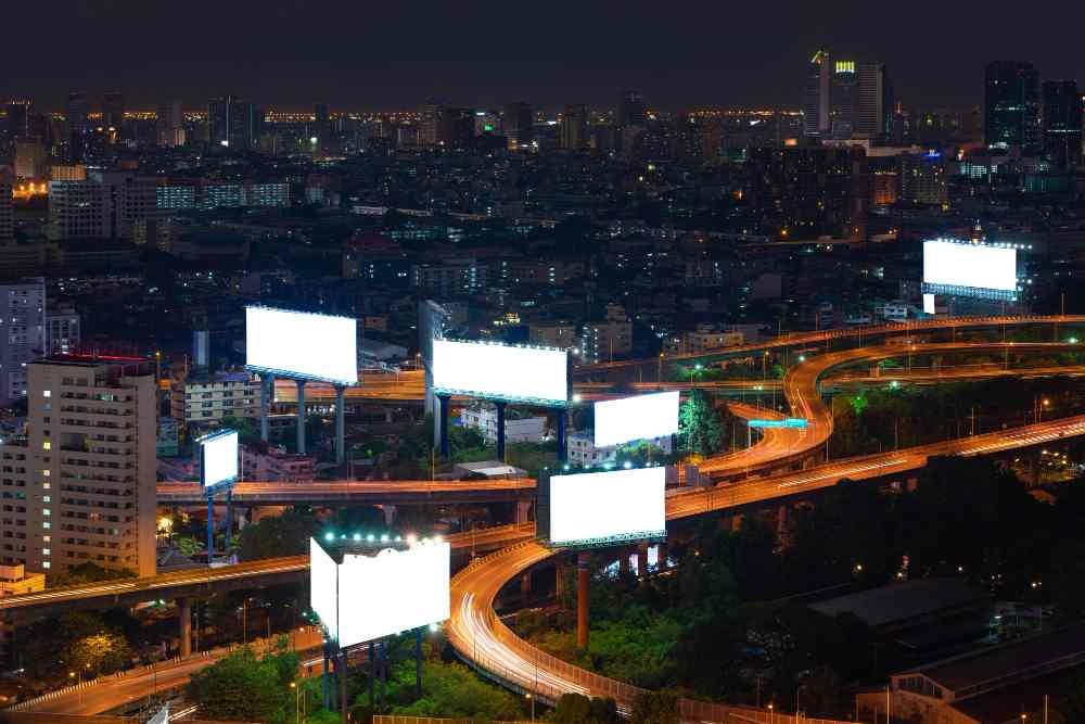 Big outdoor LED screen in busy highways